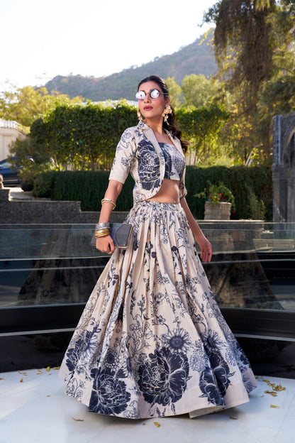 Tussle silk Lehenga  with Coart blooming Charm