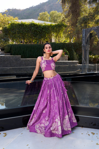Tussle silk Lehenga  with Coart blooming Charm