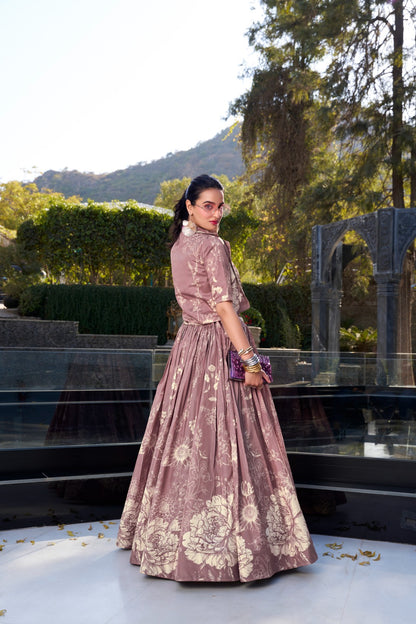 Tussle silk Lehenga  with Coart blooming Charm