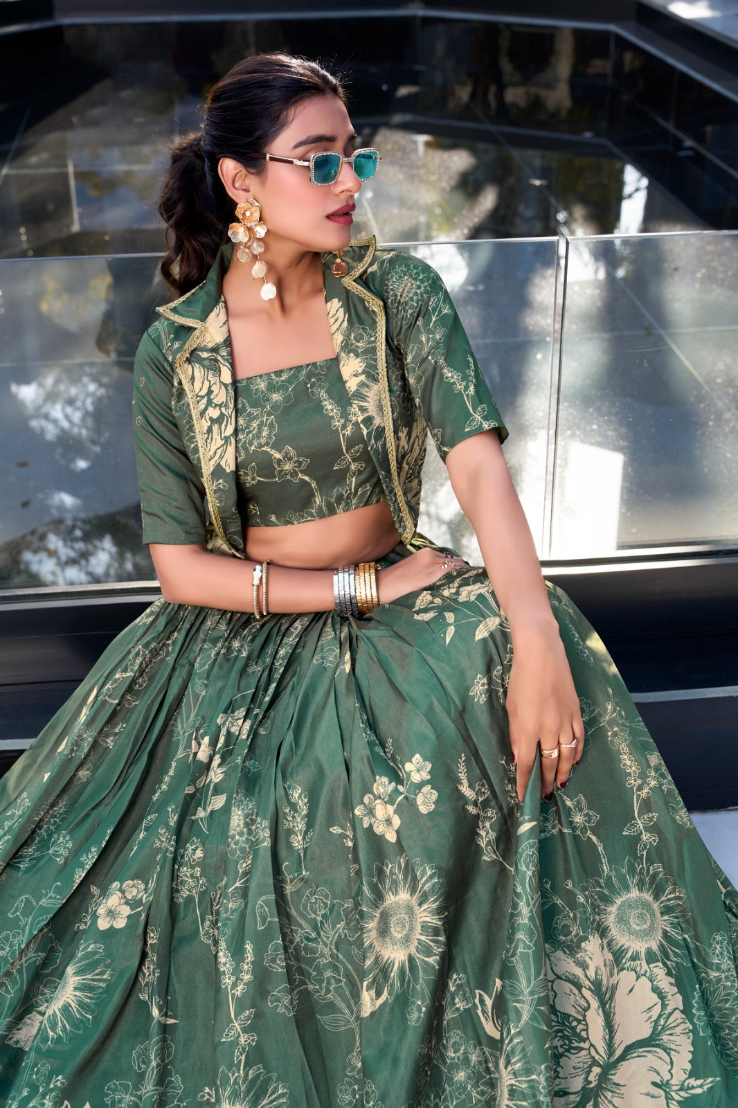 Tussle silk Lehenga  with Coart blooming Charm