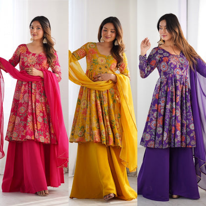 Ready to wear Chanderi Kurti sets (Plazzo pant)