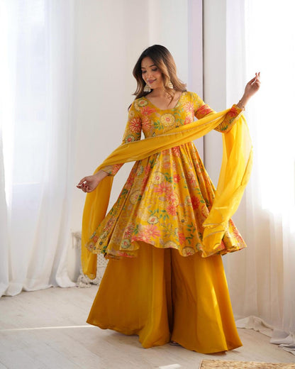 Ready to wear Chanderi Kurti sets (Plazzo pant)