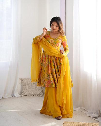 Ready to wear Chanderi Kurti sets (Plazzo pant)