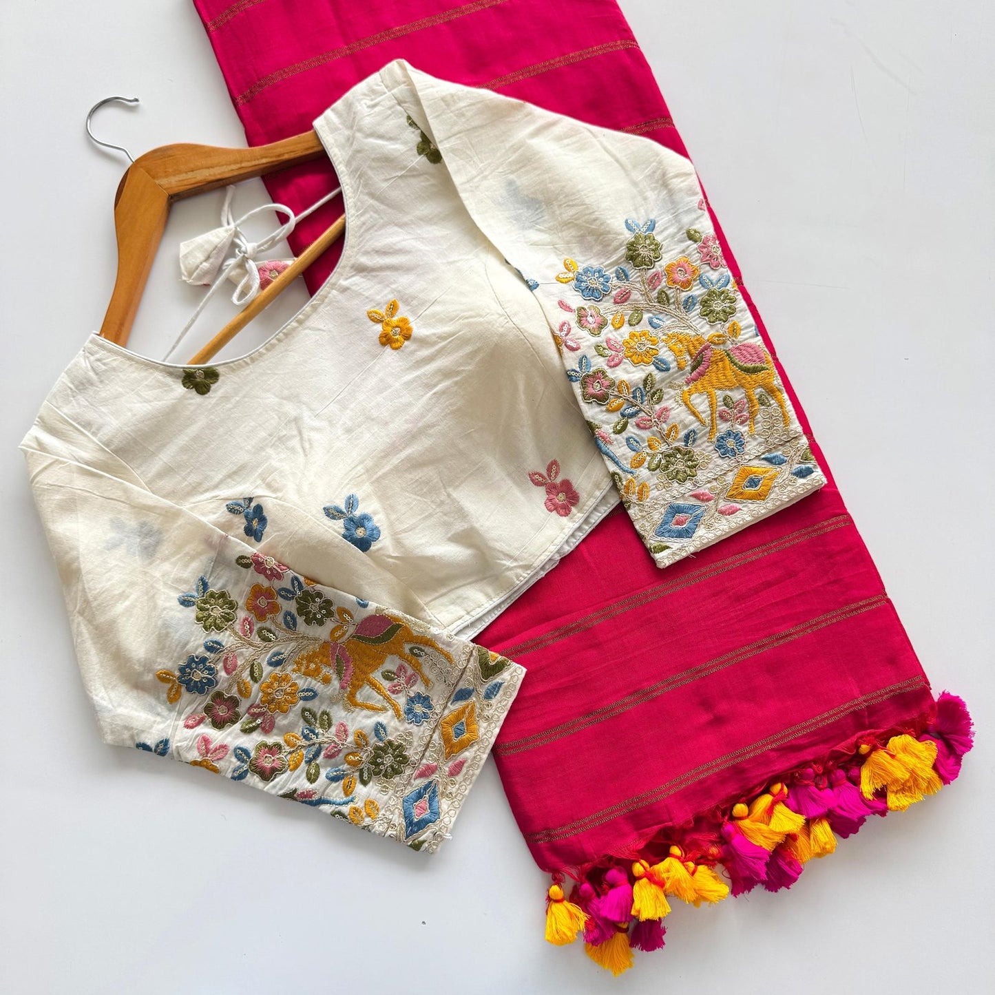 Khadi Zari cotton saree with stitched blouse