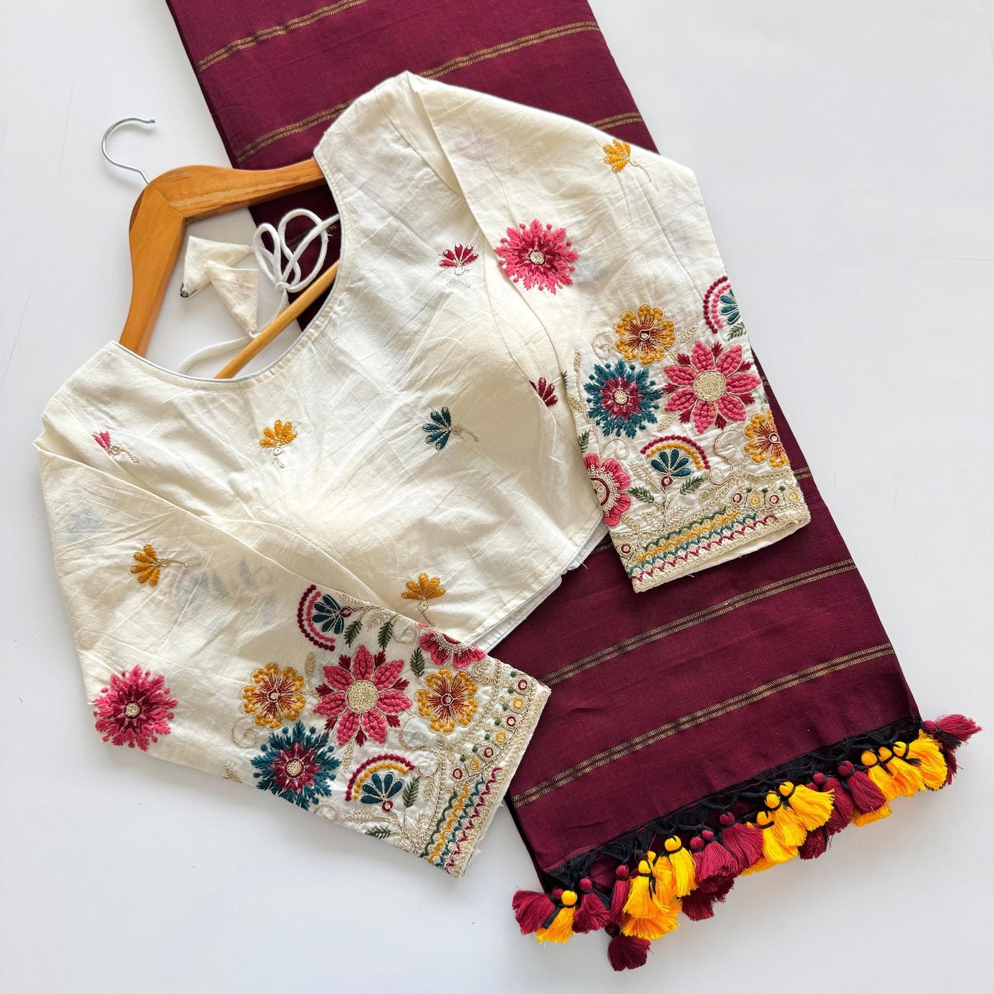 Khadi Zari cotton saree with stitched blouse