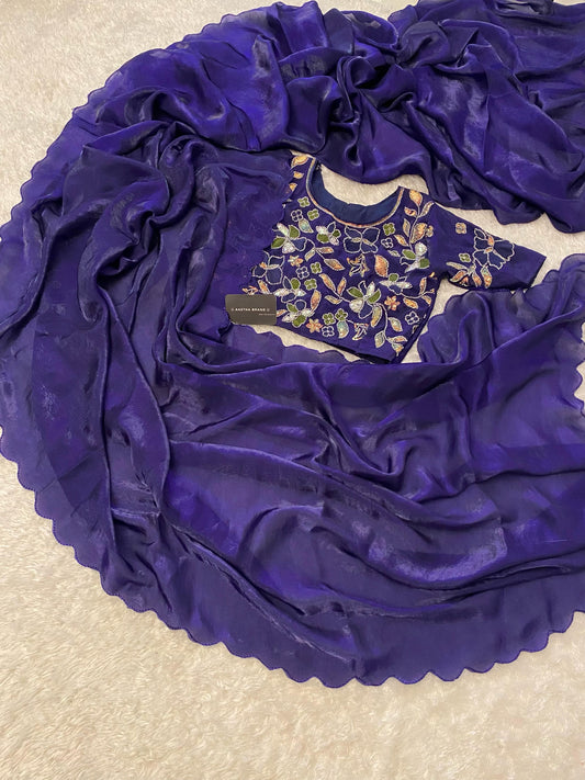 Space silk saree with handwork blouse