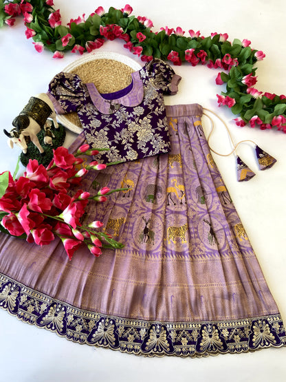 Desginer Pattu Lehenga With Lace