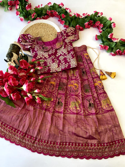 Desginer Pattu Lehenga With Lace