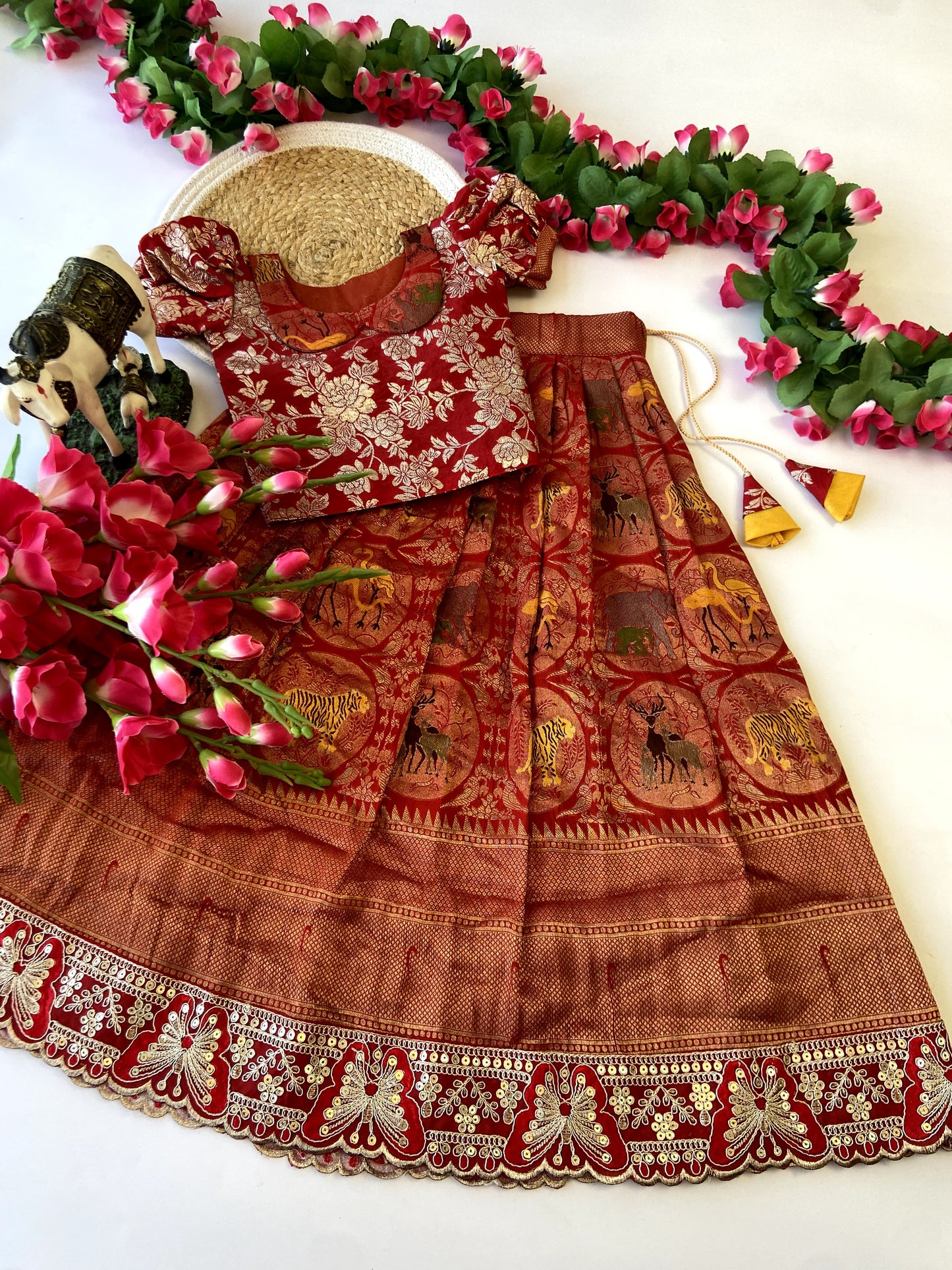 Desginer Pattu Lehenga With Lace