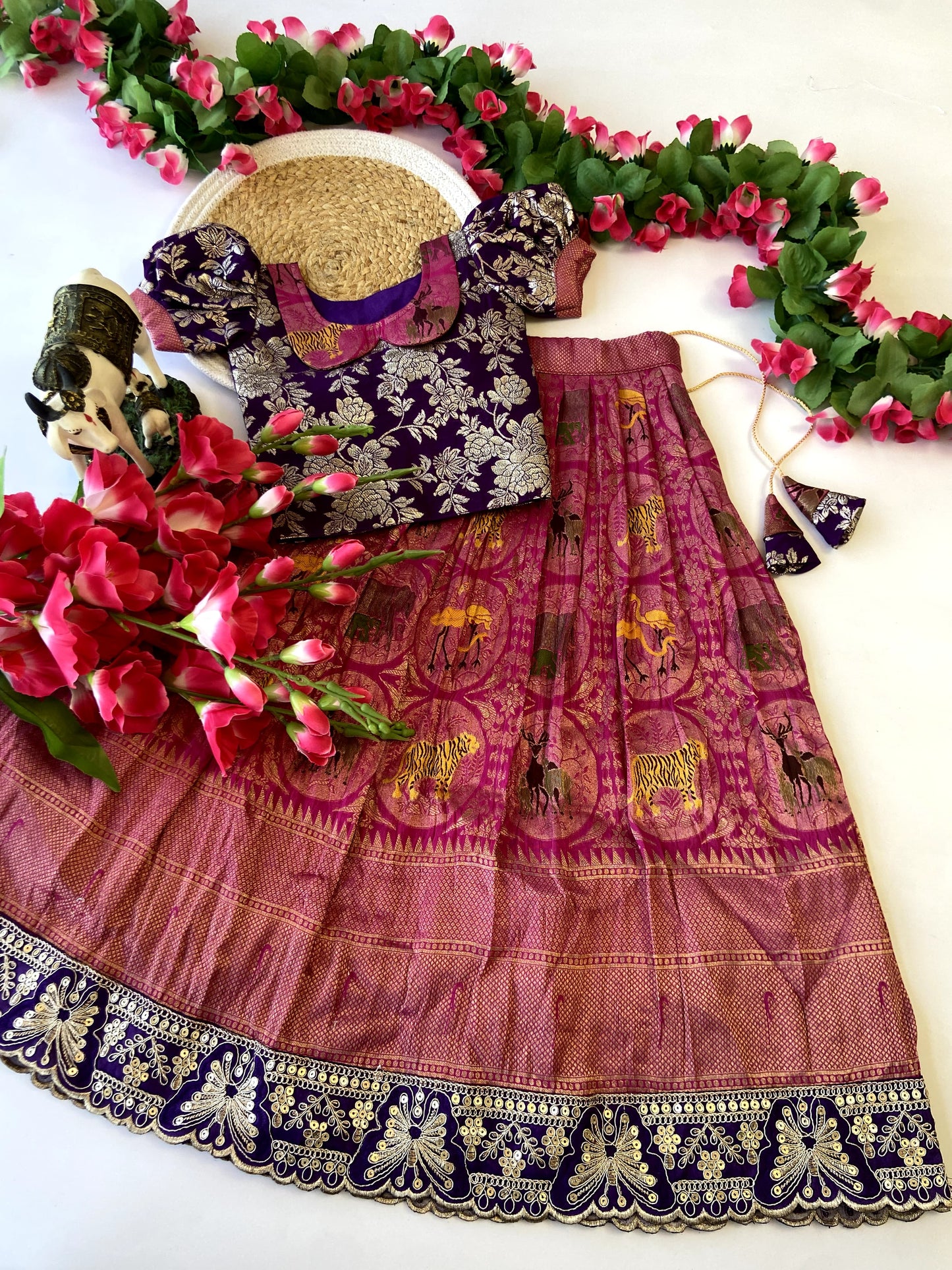 Desginer Pattu Lehenga With Lace