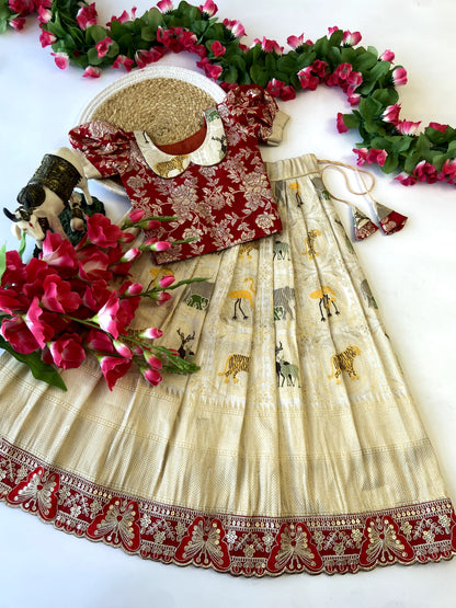 Desginer Pattu Lehenga With Lace