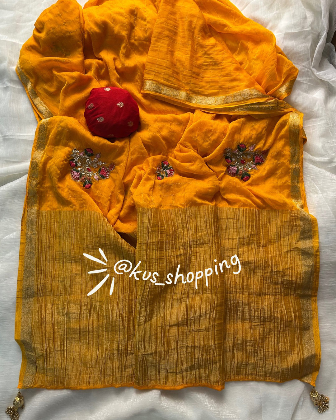 Handcrafted Jardoshi Saree With chex Classic Chinon Saree