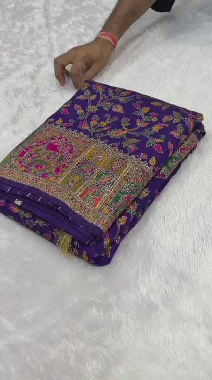 Vintage rajwadi pashmina silk saree