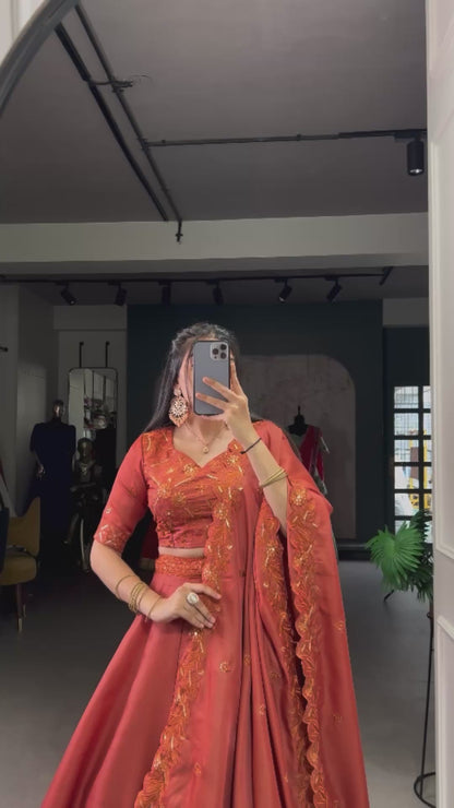 Wrapped in rust, woven with elegance Lehenga