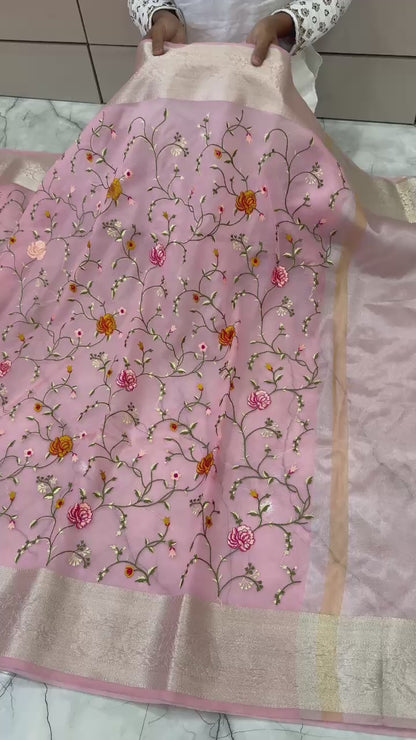 Banarasi Kora organza embroidery sarees