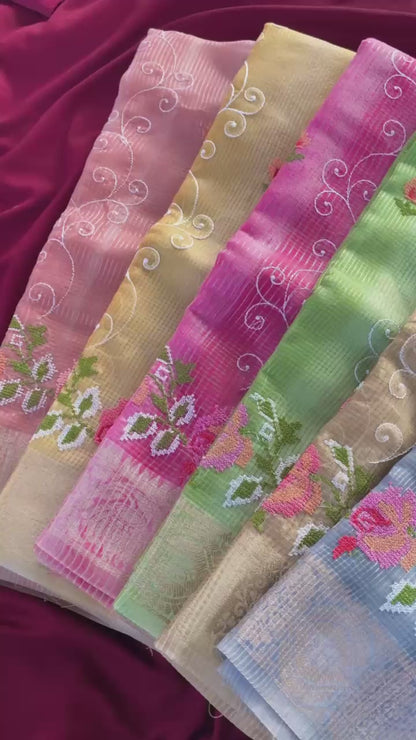 Kota budget Embroidery jequard border sarees