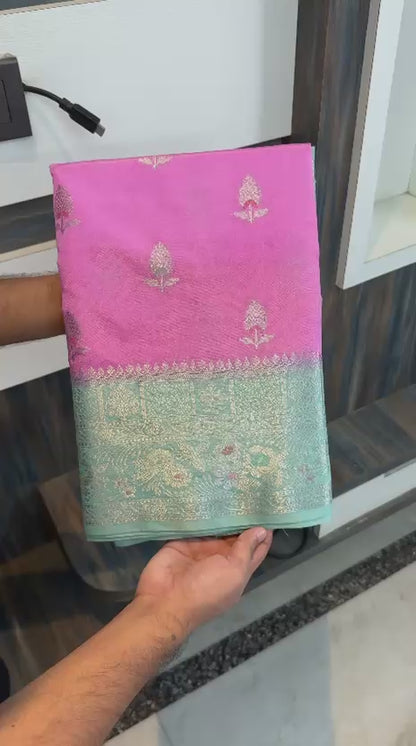 Banarasi  dybl Crystal Katan soft silk saree