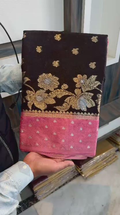 Banarasi dybl dupion soft silk zari saree