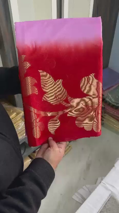 Semi pattu style paper soft Banarasi’s flower sarees