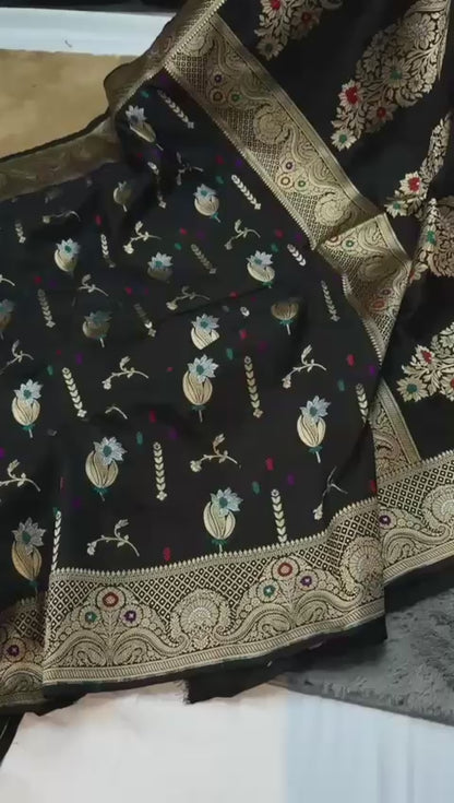 Semi pattu georgette Katan silk saree