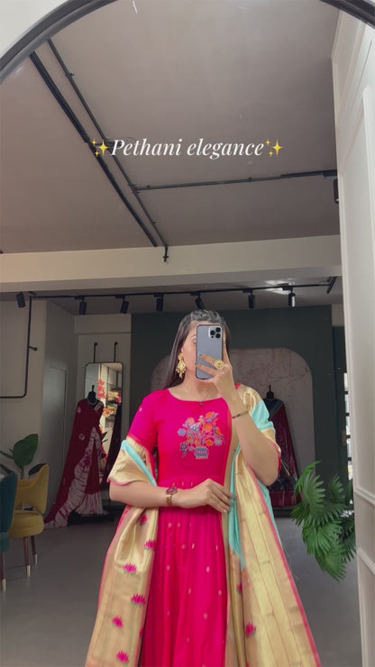Paithani  Gowns with weaving dupatta