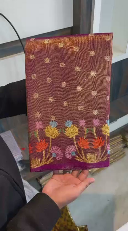 Vintage semi soft Dupion designer saree