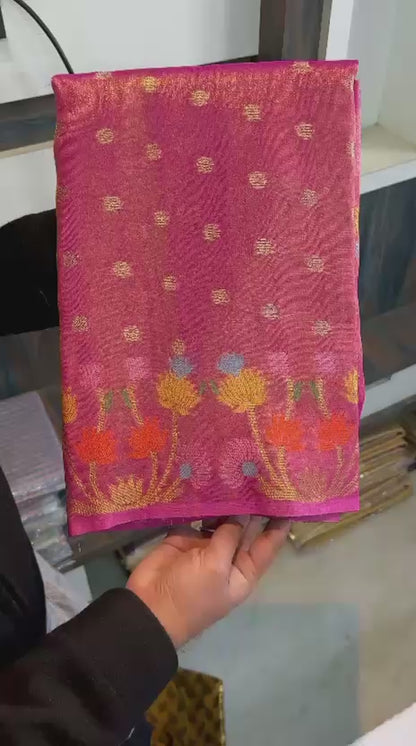 Vintage semi soft Dupion designer saree