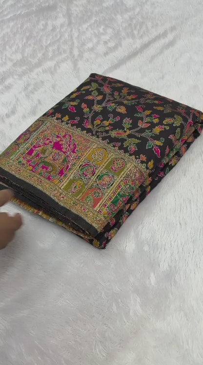 Vintage rajwadi pashmina silk saree