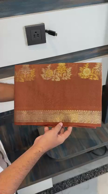 Banarasi  pure Raw mango silk fabric saree