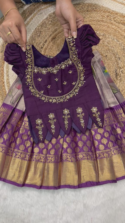 KIDS FLORAL TISSUE CUTE LEHENGA SET