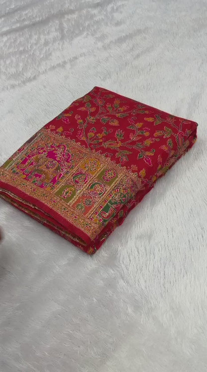 Vintage rajwadi pashmina silk saree
