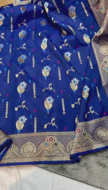Semi pattu georgette Katan silk saree