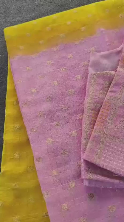 Viscose 2D  chinnon  saree with stitched blouse