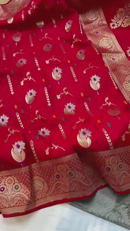 Semi pattu georgette Katan silk saree