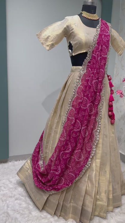 Pink with Cream Lehenga Sets