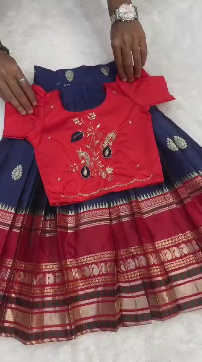 Kids special cute weaving with work blouses