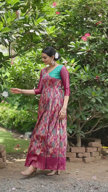 Banarasi Soft silk copper weaving gowns