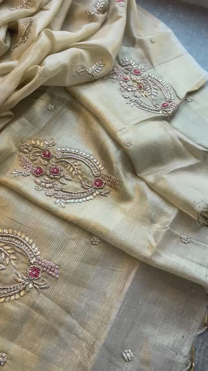 Tissue linen luxe classy saree