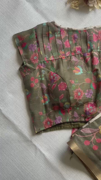 Soft linen saree with stitched Blouse