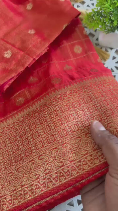 Pure Soft Banarasi Khadi Zari Crushed Silk
Saree with stitched blouse