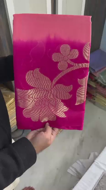 Semi pattu style paper soft Banarasi’s flower sarees