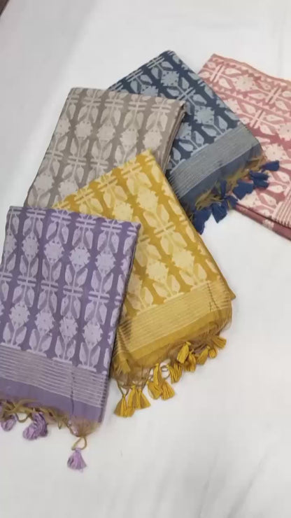 Classic Muga Cotton Jamdani Trendy Saree