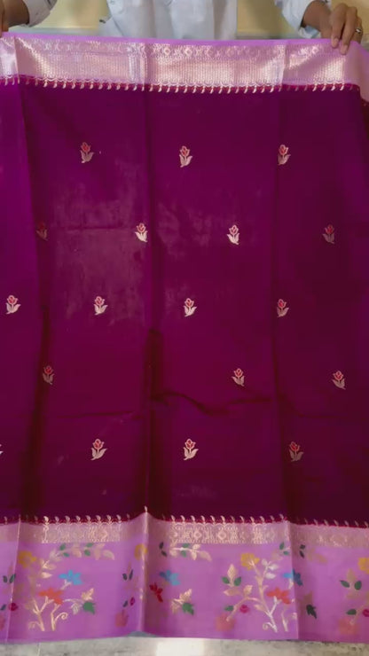 Budget Banarasi Katan Silk Saree with Contrast Alfi Border