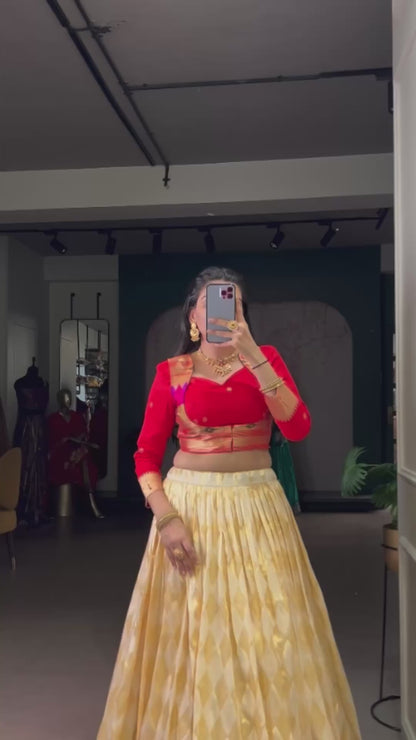 Paithani Duo zari weaving co-ord set  lehenga