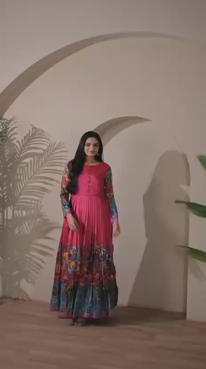 Elegant  PenKalamkari  Desginer Long Anarkali gowns