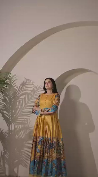 Elegant  PenKalamkari  Desginer Long Anarkali gowns