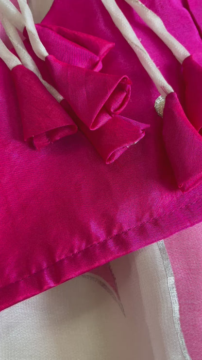 Saree With Stitched Blouse Flower