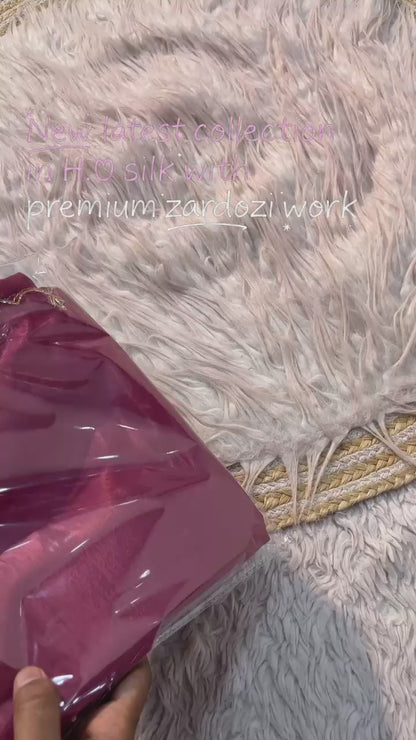 Trendy Soft shine hand work zardosi sarees