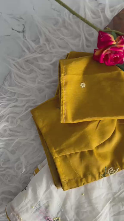Budget Mul cotton Chanderi Saree With stitched blouse