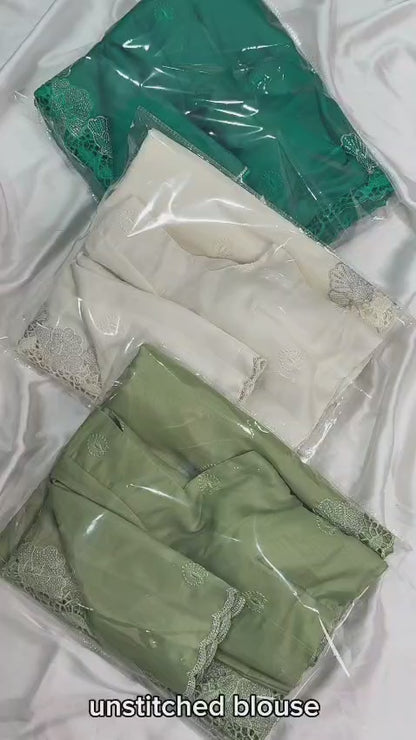 Korean tusser trendy zari embroidery saree